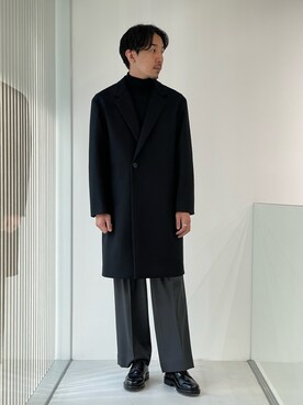 「PUBLIC TOKYO（パブリックトウキョウ）のアイテム（チェスターコート）」を使った、publictokyomenさん（メンズ・174cm）の秋コーディネート