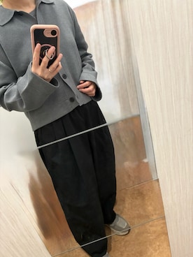 「GU（ジーユー）のアイテム（パンツ、ブラック系）」を使った、yukiさん（レディース・153cm）の春コーディネート