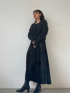 「ケーブルカーディガン」｜SHINOさん（レディース・165cm）の冬コーディネート