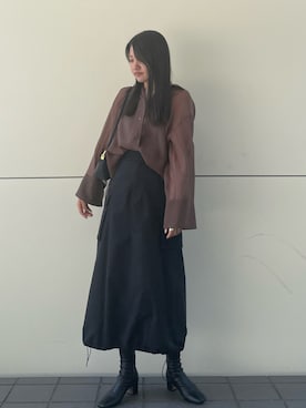 「ブラウン×ブラック」｜SHINOさん（レディース・165cm）の春コーディネート