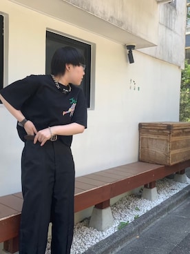 「JW Anderson（ジェイダブリューアンダーソン）のアイテム（Tシャツ/カットソー）」を使った、nanaさん（レディース・156cm）の秋コーディネート