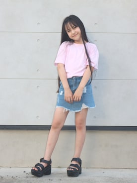 「アイテム（スカート）」を使った、miiさん（キッズ・142cm）の夏コーディネート