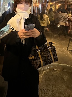 「パイピングコート」｜「アイテム（ハンドバッグ）」を使った、りんちょさん（レディース・153cm）の冬コーディネート