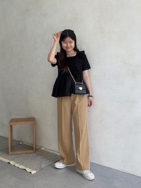 「アイテム（スラックス）」を使った、MIOさん（レディース・158cm・20代）の夏コーディネート