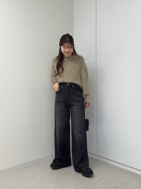 「シャギー」｜「アイテム（ブーツ）」を使った、MIOさん（レディース・158cm）の冬コーディネート