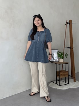 「prose verse（プロズヴェール）のミニチェーンショルダーバッグ（トートバッグ、ブラック系）」を使った、MIOさん（レディース・158cm）の春コーディネート