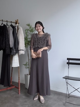 「アイテム（ドレス）」を使った、MIOさん（レディース・158cm）の秋コーディネート