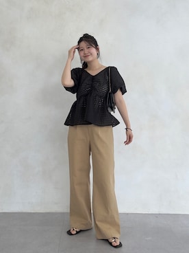 「prose verse（プロズヴェール）のミニチェーンショルダーバッグ（トートバッグ、ブラック系）」を使った、MIOさん（レディース・158cm）の春コーディネート
