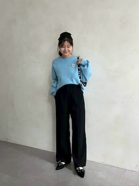 「アイテム（スラックス、ブラック系）」を使った、MIOさん（レディース・158cm）の秋コーディネート