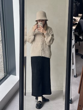 「prose verse（プロズヴェール）のパールボタン2WAYシャギーニットカーデ（カーディガン/ボレロ）」を使った、MIOさん（レディース・158cm）の秋コーディネート