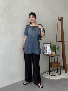 「prose verse（プロズヴェール）のミニチェーンショルダーバッグ（トートバッグ、ブラック系）」を使った、MIOさん（レディース・158cm）の春コーディネート