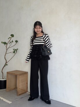 「prose verse（プロズヴェール）のアイテム（スラックス）」を使った、MIOさん（レディース・158cm）の秋コーディネート