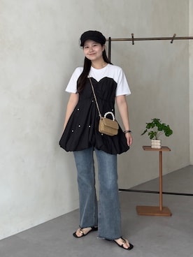 「prose verse（プロズヴェール）のストレッチスリムストレートデニム（デニムパンツ、ブルー系）」を使った、MIOさん（レディース・158cm）の春コーディネート