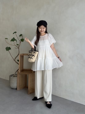 「アイテム（かごバッグ）」を使った、MIOさん（レディース・158cm・20代）の夏コーディネート