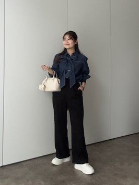 「prose verse（プロズヴェール）のアイテム（スラックス）」を使った、MIOさん（レディース・158cm）の冬コーディネート