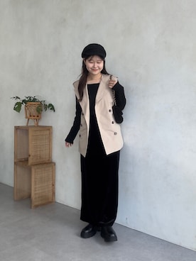 「アイテム（ベスト）」を使った、MIOさん（レディース・158cm）の秋コーディネート
