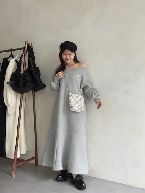 SAPON】ボートネック裏起毛スウェットワンピース（ワンピース）｜prose