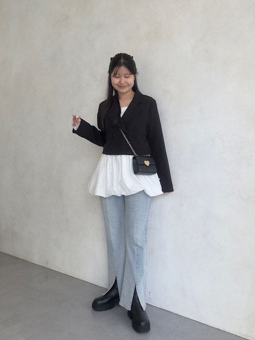 stand alone ショート丈テーラードジャケット ショート丈テーラードジャケット軽アウター[品番：AGCW0004236