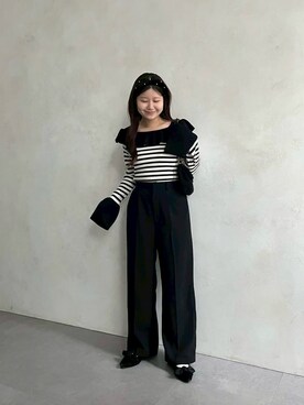 「prose verse（プロズヴェール）のアイテム（スラックス）」を使った、MIOさん（レディース・158cm）の秋コーディネート