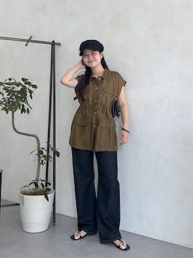 「prose verse（プロズヴェール）のミニチェーンショルダーバッグ（トートバッグ、ブラック系）」を使った、MIOさん（レディース・158cm）の夏コーディネート