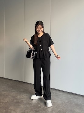 「アイテム（ノーカラージャケット）」を使った、MIOさん（レディース・158cm）の夏コーディネート