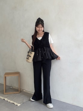 「アイテム（ベスト）」を使った、MIOさん（レディース・158cm・20代）の夏コーディネート