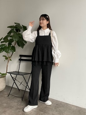 「アイテム（ヘアアクセサリー、ブラック系）」を使った、MIOさん（レディース・158cm）の冬コーディネート