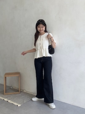 「アイテム（ノーカラージャケット）」を使った、MIOさん（レディース・158cm）の夏コーディネート
