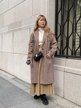 「prose verse（プロズヴェール）のアイテム（チェスターコート）」を使った、MIOさん（レディース・158cm）の秋コーディネート