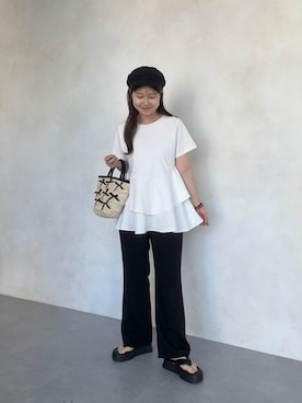 「タックパンツコーデ」｜MIOさん（レディース・158cm）の夏コーディネート
