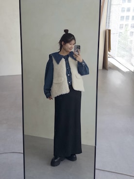「アイテム（デニムジャケット）」を使った、MIOさん（レディース・158cm）の夏コーディネート