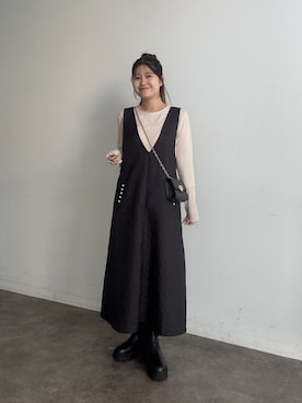 「アイテム（ジャンパースカート）」を使った、MIOさん（レディース・158cm）の夏コーディネート