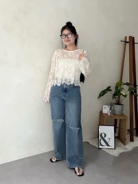「prose verse（プロズヴェール）のミニチェーンショルダーバッグ（トートバッグ、ブラック系）」を使った、MIOさん（レディース・158cm）の春コーディネート