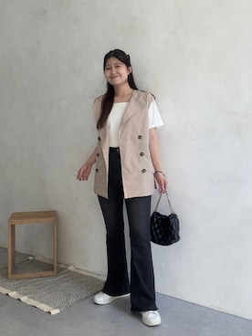「アイテム（ベスト）」を使った、MIOさん（レディース・158cm）の夏コーディネート