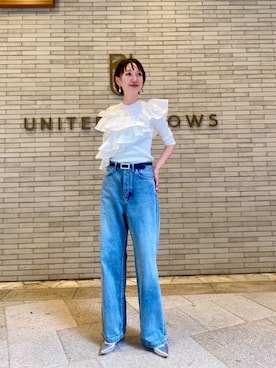 「UNITED ARROWS（ユナイテッドアローズ）のアイテム（ベルト）」を使った、平敷（hirashiki）さん（レディース・169cm）の秋コーディネート
