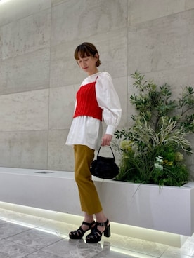 「UNITED ARROWS（ユナイテッドアローズ）のアイテム（かごバッグ）」を使った、平敷（hirashiki）さん（レディース・169cm）の春コーディネート