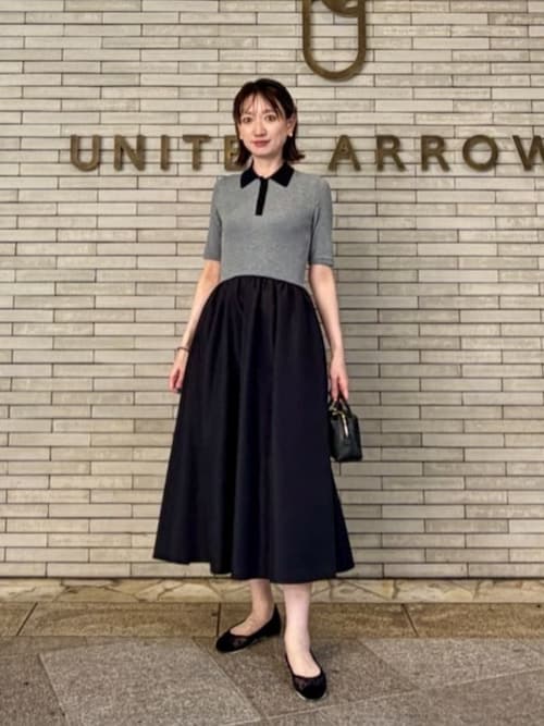United Arrows フィット&フレア　ワンピース　ブラック UNITED ARROWS（ユナイテッドアローズ） ワンピース フィット＆フレア