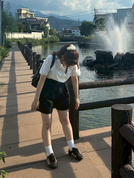 「アイテム（ポロシャツ）」を使った、ミさん（レディース・152cm）の夏コーディネート