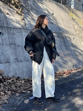 「アイテム（ダウンジャケット/コート）」を使った、たろ☺︎さん（レディース・165cm）の秋コーディネート