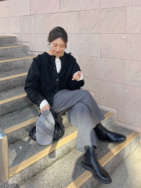 「アイテム（カーディガン/ボレロ）」を使った、たろ☺︎さん（レディース・165cm）の冬コーディネート