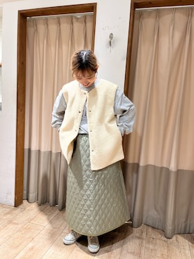 「キルトスカート」｜「アイテム（スウェット）」を使った、yanoさん（レディース・158cm）の秋コーディネート