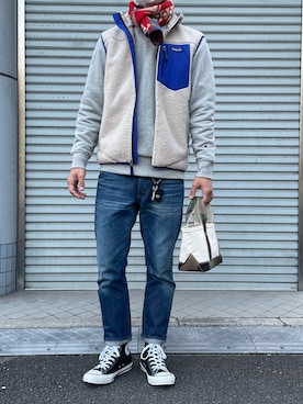 「アイテム（ベスト、ホワイト系）」を使った、hiro__1500さん（メンズ・179cm）の冬コーディネート
