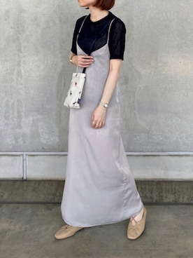 「アイテム（ワンピース/ドレス、シルバー系）」を使った、ayakaさん（レディース・153cm）の夏コーディネート