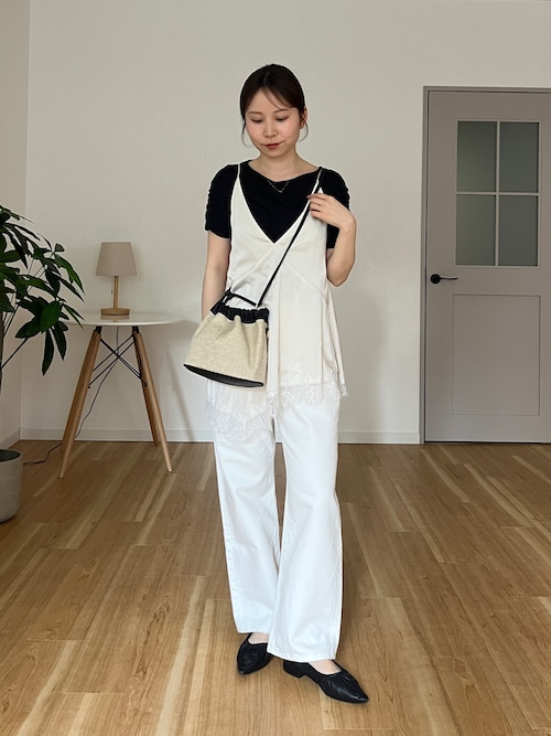 ドルチェ　バイカラーバッグ　ベージュ　ショルダー　巾着 LASIEM（ラシエム） スマホショルダー バッグ 巾着 巾着ショルダー