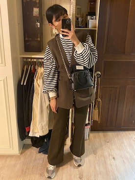 「GRL（グレイル）のリブニットフレアパンツ（その他パンツ）」を使った、ゆめさん（レディース・160cm）の冬コーディネート