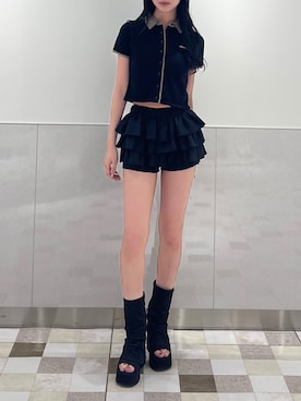「EMODA（エモダ）のアイテム」を使った、川越祐莉さん（レディース・174cm）の夏コーディネート