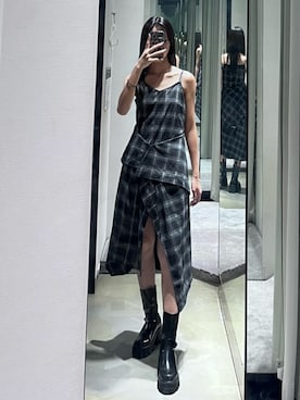 「アイテム（ブーツ）」を使った、川越祐莉さん（レディース・174cm）の夏コーディネート