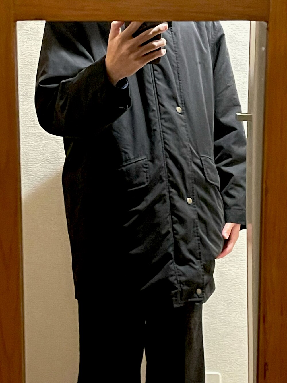 「オトナカジュアル、春、ビックシルエット、おしゃれさんと繋がりたい、ファッションの力を信じよう、冬コーデ、低身長コーデ、outfit」｜「usedのアイテム（ジャケット/アウター、ブラック系）」を使った、gggciさん（メンズ・160cm）の冬コーディネートの1枚目の写真