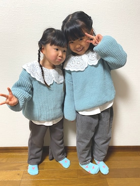 「ハート」｜U&h¨̮♡さん（キッズ・100cm）の冬コーディネート