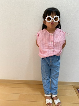 「ZARA KIDSのアイテム（タンクトップ）」を使った、U&h¨̮♡さん（キッズ・100cm）の夏コーディネート